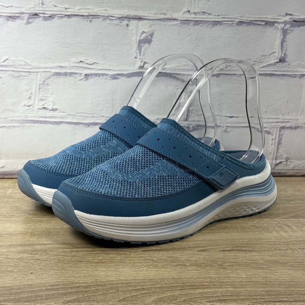 Orthofeet Iris 72022 Blue Slip On Mule Women's 7 B Knit Comfort Shoes